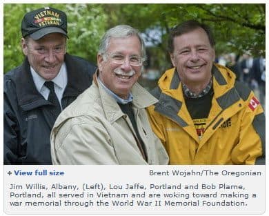 Jim Willis, Lou Jaffe and Bob Plame, three of the veterans behind the memorial